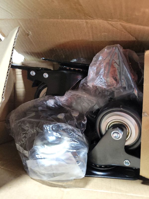 Photo 1 of 2 Inch Locking Caster Wheels Set of 4 – 600+ LBS Capacity, Black PU Casters with Dual Brake for Furniture, Cabinets & Light Carts – NOT for Heavy Machinery or Industrial Use