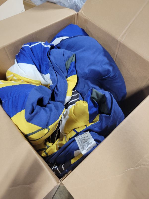 Photo 1 of 1Pieces Bed in a Bag Stripe Comforter twin Size,Patchwork Striped Comforter Soft Microfiber Boho Bedding (Blue Yellow