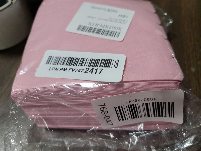Photo 1 of 100 Pack Cocktail Napkin 2-Ply Scalloped Edged Dessert Napkins Folded 5 x 5 Inches Disposable Napkins for Dinner Wedding Birthday Party Bridal Anniversary Reception Event (Pink)