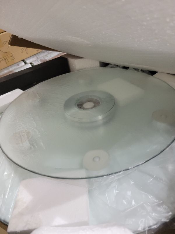 Photo 1 of 20" Glass Lazy Susan for Dining Table, Glass Turntable Table Centerpiece with 6 Rotating Wheels, 360° Smooth and Silent Spin Tabletop Rotating Tray, for Family Gatherings, Banquets, Weddings, 51 cm