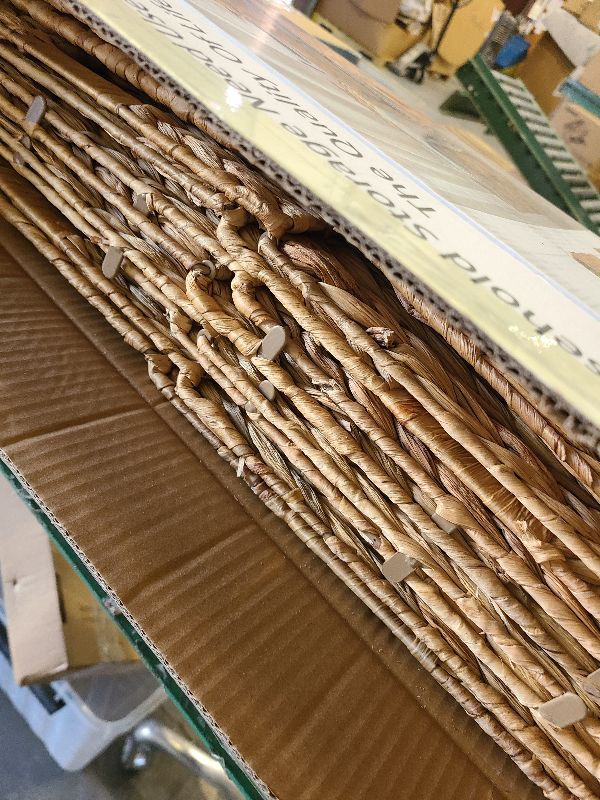 Photo 1 of 12x12in Storage Baskets Set of 4 Water Hyacinth Baskets,Foldable Handwoven Storage Cubes,Wicker Cube Baskets Laundry Organizer Totes for Home
