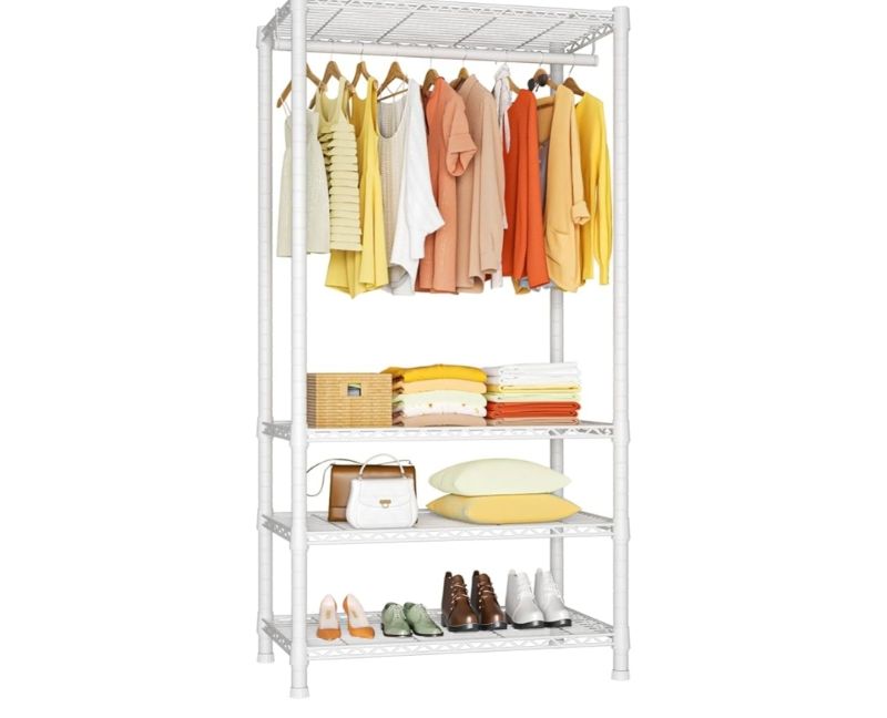 Photo 1 of (717)
Ulif H2 Heavy-Duty Portable Closets, 4-Tier Freestanding Garment Rack Suit for Small Space and Corner, Closet Organizer System Portable Closet Wardrobe, Max Load 500 LBS, White