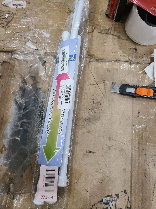 Photo 1 of 2 Pack Spring Tension Rods 27-38 Inches,5/8" Diameter White Spring Load Adjustable Expandable,Small Short Tension Curtain Rod for Windows,Kitchen,Doorway,Bathroom,Cupboard Bars