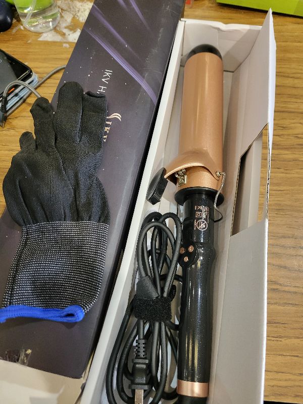 Photo 1 of 2 Inch Curling Iron Extra Long Barrel for Long Hair, Large Barrel Curling Wand Ceramic Tourmaline with LCD Display,10 Temps, Dual Voltage