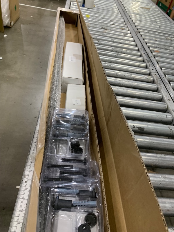 Photo 1 of ***NO DOORS***

SmartStandard 64 x 84 in (Double 32x84 Door) White Barn Door with 11FT Sliding Hardware Kit & Handle, Pre-Drilled Ready to Assemble, Waterproof PVC Coating, H-Frame