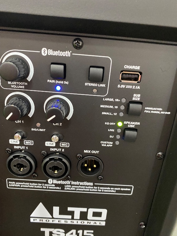 Photo 1 of  ALTO TS415 2500W 15" Powered PA Speaker with 3 Channel Mixer, Bluetooth Streaming, Wireless Loudspeaker Linking, DSP and ALTO App