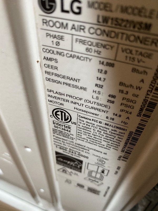 Photo 1 of **PARTS ONLY***LG 14,000 BTU DUAL Inverter Smart Window Air Conditioner, 115V, Cools 700 Sq. Ft. for Bedroom, Living Room, Apartment, Quiet Operation, ENERGY STAR, works with LG ThinQ, Amazon Alexa and Hey Google