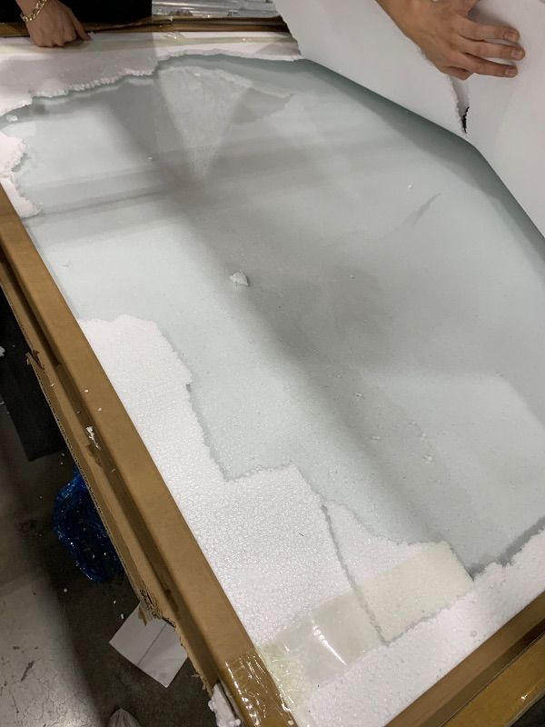 Photo 1 of [Tempered Glass] 46" x 55" Glass Chair Mat, Heavy Duty Hard Floor Mat with Round Corner and Polished Edge, Office Chair Mat for Carpet Office Home Hardwood Floor Desk