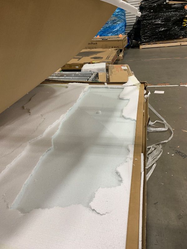 Photo 1 of [Tempered Glass] 46" x 55" Glass Chair Mat, Heavy Duty Hard Floor Mat with Round Corner and Polished Edge, Office Chair Mat for Carpet Office Home Hardwood Floor Desk