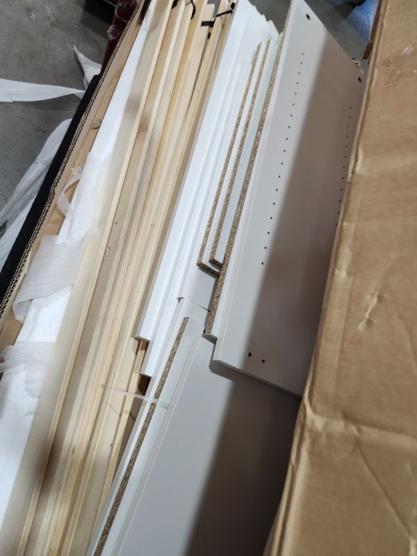 Photo 1 of **************INCOMPLETE ITEM, THIS IS ONLY BOX #2 OUT OF 2****************
Merax Full Size Murphy Bed Wall Bed with Shelves, Drawers and LED Lights,White