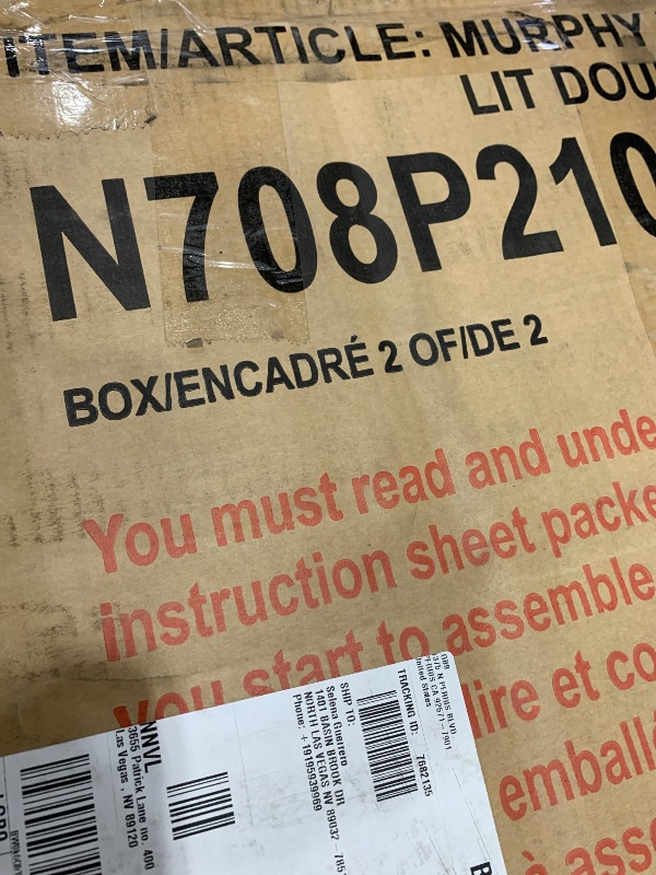 Photo 1 of **************INCOMPLETE ITEM, THIS IS ONLY BOX #2 OUT OF 2****************
Merax Full Size Murphy Bed Wall Bed with Shelves, Drawers and LED Lights,White