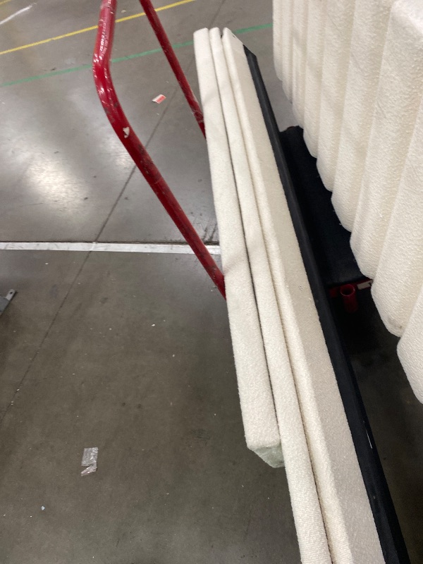 Photo 1 of *************FOR PARTS ONLY, MISSING ALL HARDWARE AND MAJOR PIECES****************
Christopher Knight Home Llanett California King Size Bed Frame, Boucle Fabric Upholstered Platform Bed with Stitching Headboard, Wooden Support and Slats, No Box Spring Nee