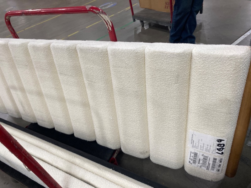 Photo 1 of *************FOR PARTS ONLY, MISSING ALL HARDWARE AND MAJOR PIECES****************
Christopher Knight Home Llanett California King Size Bed Frame, Boucle Fabric Upholstered Platform Bed with Stitching Headboard, Wooden Support and Slats, No Box Spring Nee