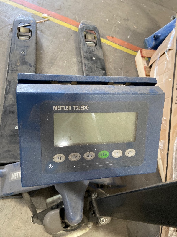 Photo 1 of Low Profile Pallet Jack Scale Truck with 27" W x 48" L Forks, 5000 Lb. Capacity, Manual Duty Truck for Warehouse, Manufacturing and Loading Docks