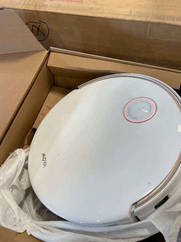 Photo 1 of ***MISSING HARDWARE POWERS ON** WHITE Mova V50 Ultra Complete Robot Vacuum and Mop Self-Cleaning, 24,000 Pa Suction, Liftable Navigation with Obstacle Overcoming and Warm Water Mopping with DuoSolution System Designed for Pets