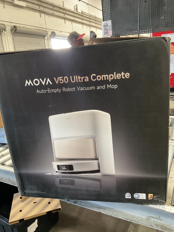 Photo 1 of ***MISSING HARDWARE POWERS ON** WHITE Mova V50 Ultra Complete Robot Vacuum and Mop Self-Cleaning, 24,000 Pa Suction, Liftable Navigation with Obstacle Overcoming and Warm Water Mopping with DuoSolution System Designed for Pets