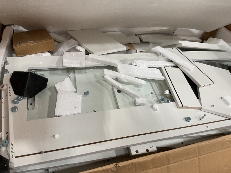 Photo 1 of *PARTS ONLY//Furmax Vanity Desk Set with Large Lighted Mirror, 35.4 Inch Makeup Vanity Table with 2 Drawers, Cushioned Storage Stool, 3 Lighting Modes Brightness...