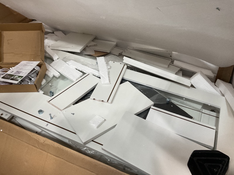 Photo 1 of *PARTS ONLY//Furmax Vanity Desk Set with Large Lighted Mirror, 35.4 Inch Makeup Vanity Table with 2 Drawers, Cushioned Storage Stool, 3 Lighting Modes Brightness...