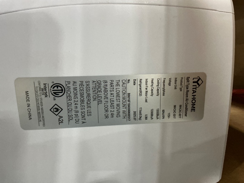 Photo 1 of *ONLY TOP PART//MISSING ACCESSORIES** YITAHOME 12000 BTU Mini Split Air Conditioner Heat Pump System, Wifi Enabled 20 SEER2 115V Inverter Ductless AC Cool Up to 750 Sq. Ft, Compatible with Alexa, Complete Installation Kit, White