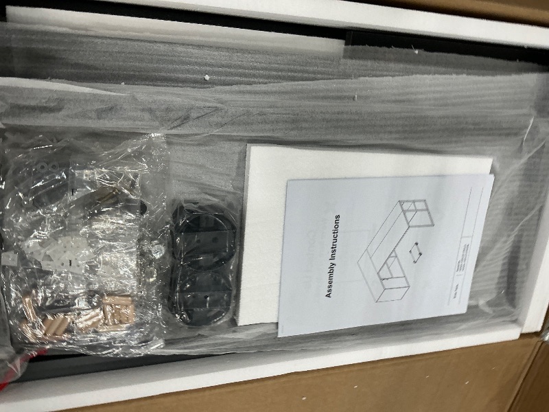 Photo 1 of ***PARTS ONLY***Tribesigns 71 inch Executive Desk, L Shaped Desk with Cabinet Storage, Executive Office Desk with Shelves, Business Furniture Workstation for Home Office, Brown and Black