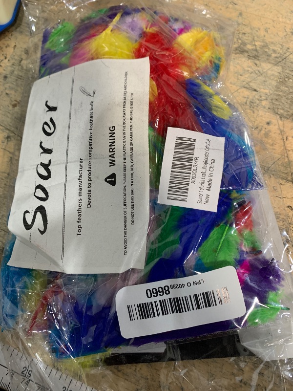 Photo 1 of Soarer Colorful Craft Rooster Feathers - 300pcs 3-5inch Colored Feathers Bulk for Kindergarten DIY Crafts,Wedding Home Party Decorations,Dream Catcher Supplies(Rooster Colorful)