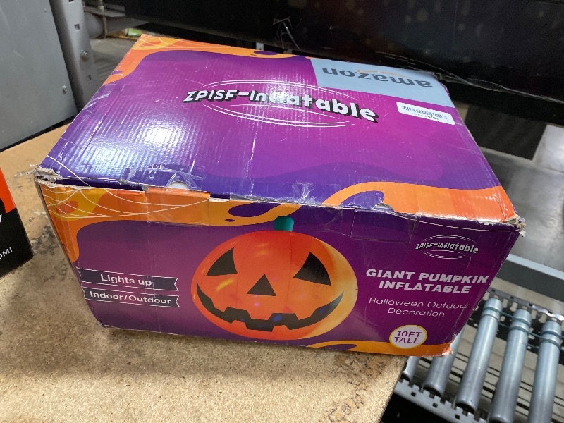 Photo 1 of ***SEE NOTES***ZPISF 10 FT Halloween Inflatables Giant Pumpkin with Rotating LEDs Outdoor Decorations, Blow Up Pumpkin Halloween Yard Decorations for Front Lawn Garden Decor