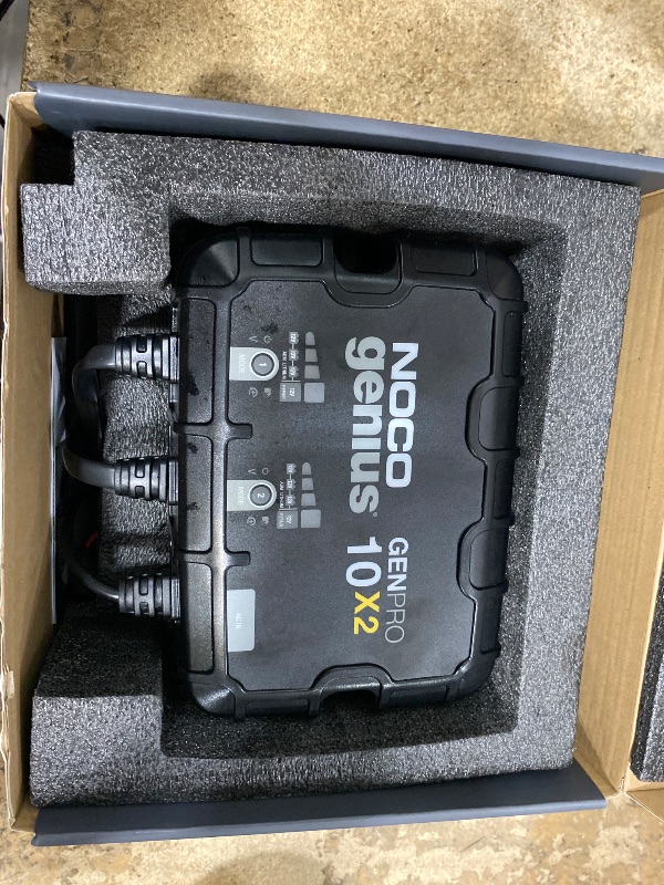 Photo 1 of *** CHECK COMMENTS****      NOCO Genius GENPRO10X2: 2-Bank, 20A Onboard Battery Charger - 10A Per Bank, 12V Waterproof Marine Charger with Overcharge Protection & Temperature Compensation – for Lead-Acid & Lithium Batteries