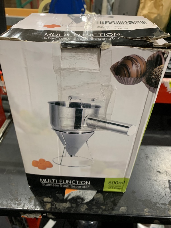 Photo 1 of 20oz Pancake Batter Dispenser, Stainless Steel Funnel Cake Dispenser with 4 Silicone Nozzles, Perfect for Pancakes, Cupcakes, and Funnel Cakes