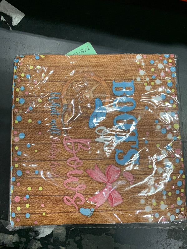 Photo 1 of  Napkins Blue or Pink Tableware Dinnerware Set Disposable Party Supplies for Baby Shower Gender Reveal Party Favors Serves 24