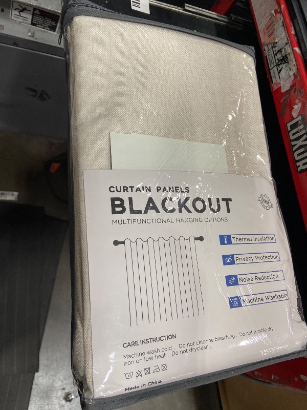 Photo 1 of 100% Blackout Shield Linen Blackout Curtains for Bedroom 84 Inches Long, Back Tab/Rod Pocket Living Room Drapes, Thermal Insulated Blackout Curtains 2 Panels Set, 50" W x 84" L, Cream