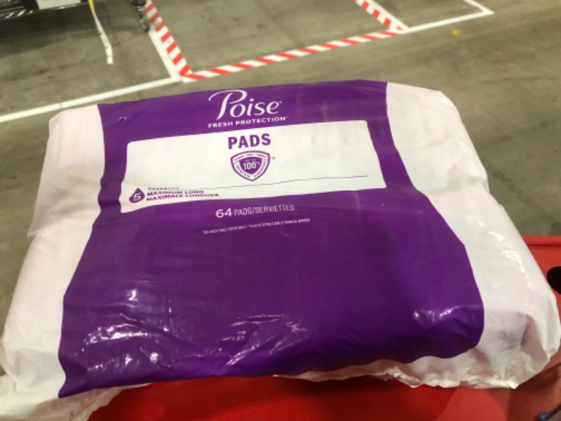 Photo 1 of ***64 NOT 128*** Poise Incontinence Pads & Postpartum Incontinence Pads, 5 Drop Maximum Absorbency, Long Length, 64 Count, Packaging May Vary