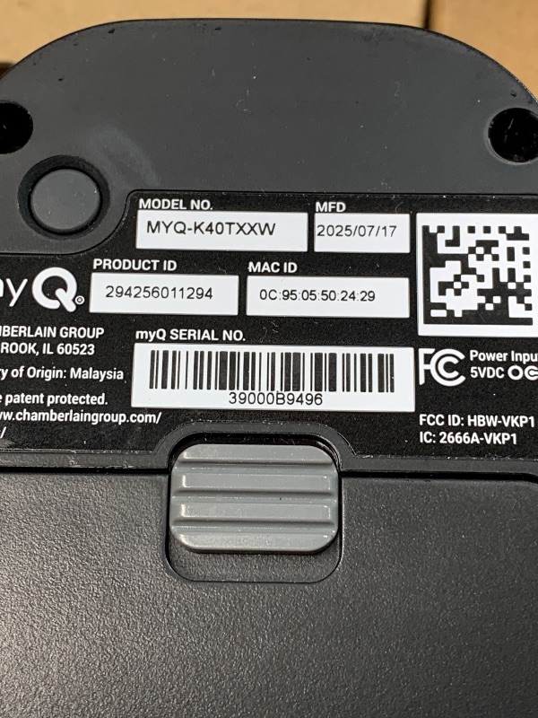 Photo 1 of (incomplete) myQ Smart Garage Door Video Keypad with Wide-Angle Camera,Customizable PIN Codes,and Smartphone Control–Take 