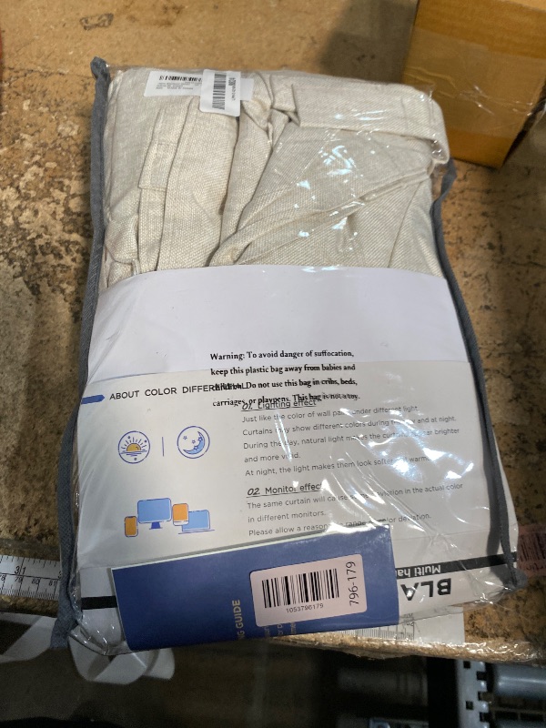 Photo 1 of 100% Blackout Shield Linen Blackout Curtains for Bedroom 84 Inches Long, Back Tab/Rod Pocket Living Room Drapes, Thermal Insulated Blackout Curtains 2 Panels Set, 50" W x 84" L, Cream