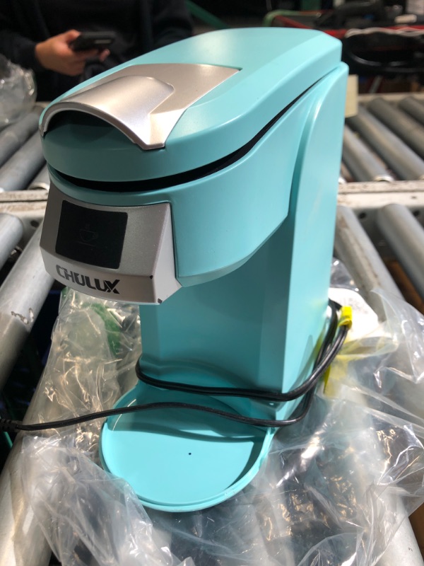 Photo 1 of (used) CHULUX Classic Single Serve Coffee Maker for K Cup, One Button Easy Coffee Machine for Office, RV, Travel and Dorm, Cyan