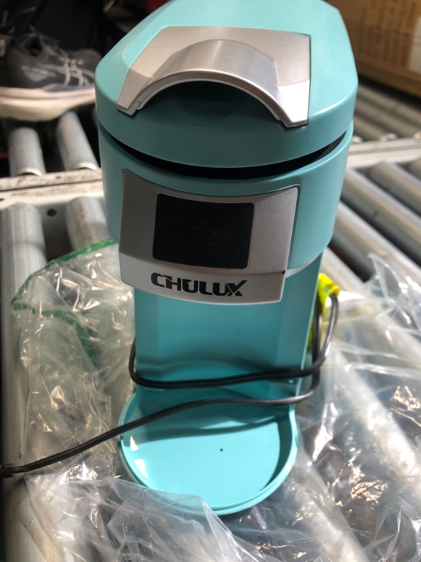 Photo 1 of (used) CHULUX Classic Single Serve Coffee Maker for K Cup, One Button Easy Coffee Machine for Office, RV, Travel and Dorm, Cyan