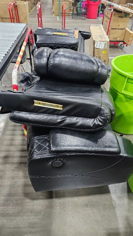 Photo 1 of ***PARTS ONLY**Caberryne Leather Recliner Sofa Set with LED Lights,Power Reclining Sofa with Double Recliner/USB Port/Cup Holder for Living Room/House/Home Theater(3 Seater Sofa,Black)