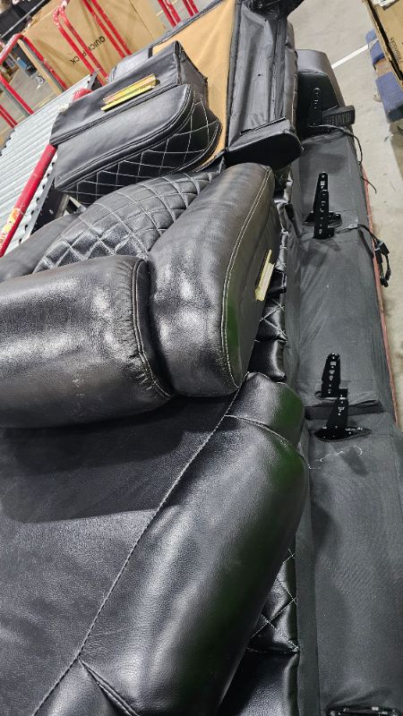 Photo 1 of ***PARTS ONLY**Caberryne Leather Recliner Sofa Set with LED Lights,Power Reclining Sofa with Double Recliner/USB Port/Cup Holder for Living Room/House/Home Theater(3 Seater Sofa,Black)