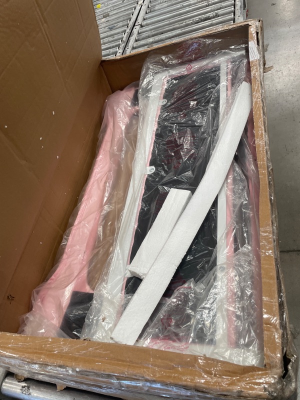 Photo 1 of ***PARTS***Twin Upholstered LED Bed Frame with 2 Storage Drawers and 2-Tier Storage Bookcase Headboard, Velvet Princess Platform Bed for Kids/Girls/Boys, Corner Bed Frame, Heavy Duty Metal Support, Pink