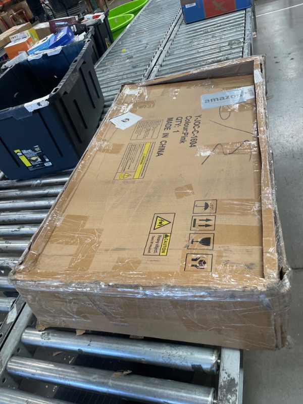 Photo 1 of ***PARTS***Twin Upholstered LED Bed Frame with 2 Storage Drawers and 2-Tier Storage Bookcase Headboard, Velvet Princess Platform Bed for Kids/Girls/Boys, Corner Bed Frame, Heavy Duty Metal Support, Pink