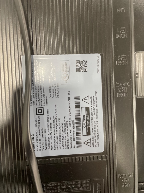 Photo 1 of ***DAMAGED***Samsung 43-Inch Class Crystal UHD 4K Bed-H Series HDR Business Pro TV w/ 3-Sided Bezel-Less Slim Design, Use for Digital Signage Displays, Commercial TV, Alexa Built-in, LH43BEDHLGFXGO