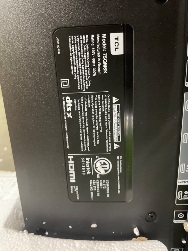 Photo 1 of **********SCREEN DAMAGED, NON-FUNCTIONAL, FINAL SALE*************
TCL 75-Inch Class QM6K Series QD-Mini LED 4K UHD Google Smart TV Best Value Mini-LED TV - QLED, 144hz, 288hz Gaming Rate, High Contrast Screen, Onkyo Audio, Dolby Atmos (75QM6K, 2025 Model)