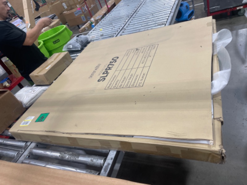 Photo 1 of ******************* The edge of the table is cut with a box opener******************
SereneLife 8- Player Round Foldable Poker Table, Casino Leisure Texas Holdem Table, w/ water Resistant Cushioned Rail, 8 Cup Holders, Brown Felt Surface, Black Jack Board