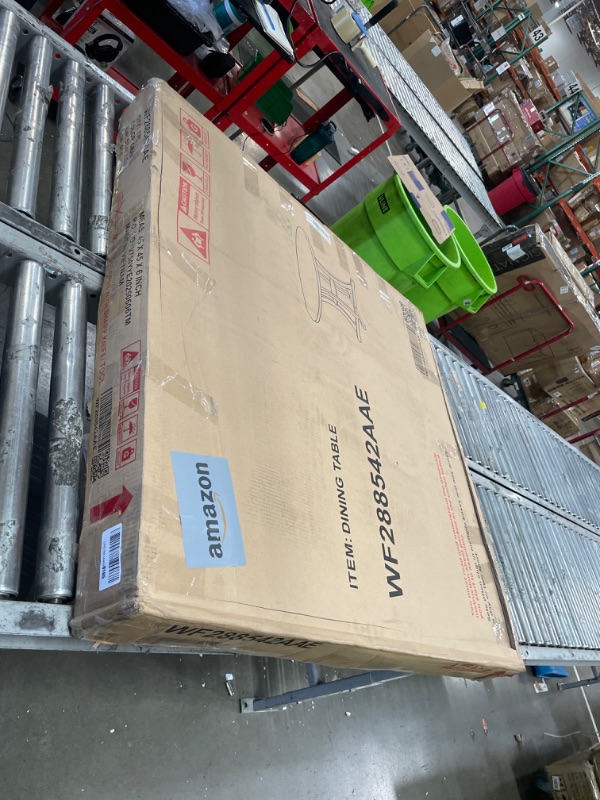 Photo 1 of ***TABLE ONLY**Merax 5 Piece Round Dining Table Set 4 Retro Chairs with Special-Shaped Table Legs, Exquisitely Designed Hollow Chair Back for Dining Room, Gray***INCOMPLETE***