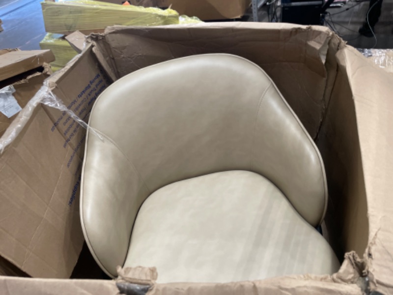 Photo 1 of ***INCOMPLETE***Counter Height Barstools 26 inch Upholstered Swivel Bar Stools with Back and Wood Legs for Kitchen Island,Set of 4,Beige PU Leather