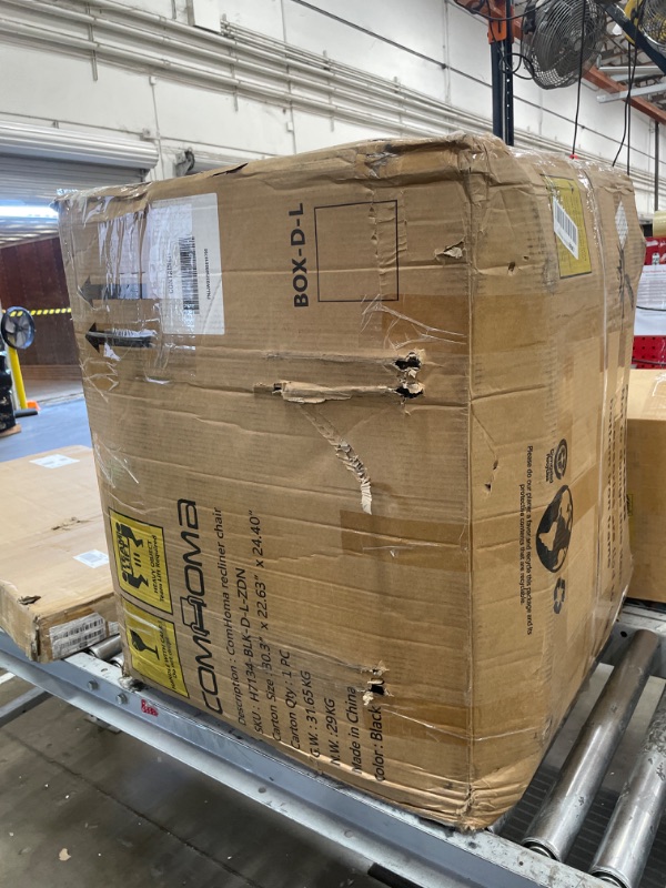 Photo 1 of *** only 1 box left side, missing box 2 right side ** COMHOMA Living Room Furniture Set,Bonded Leather Loveseat Sofa with Cup Holder Recliner Chair,Black