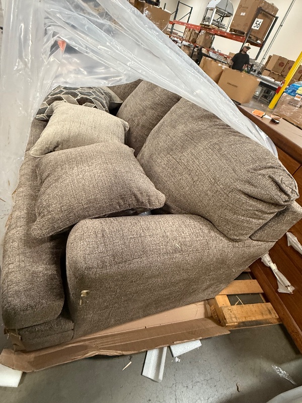 Photo 1 of ***DAMAGED***Signature Design by Ashley Stonemeade Contemporary Sofa Sleeper with Folding Gel Memory Foam Mattress, Reversible Cushions and 4 Accent Pillows, Queen, Dark Brown