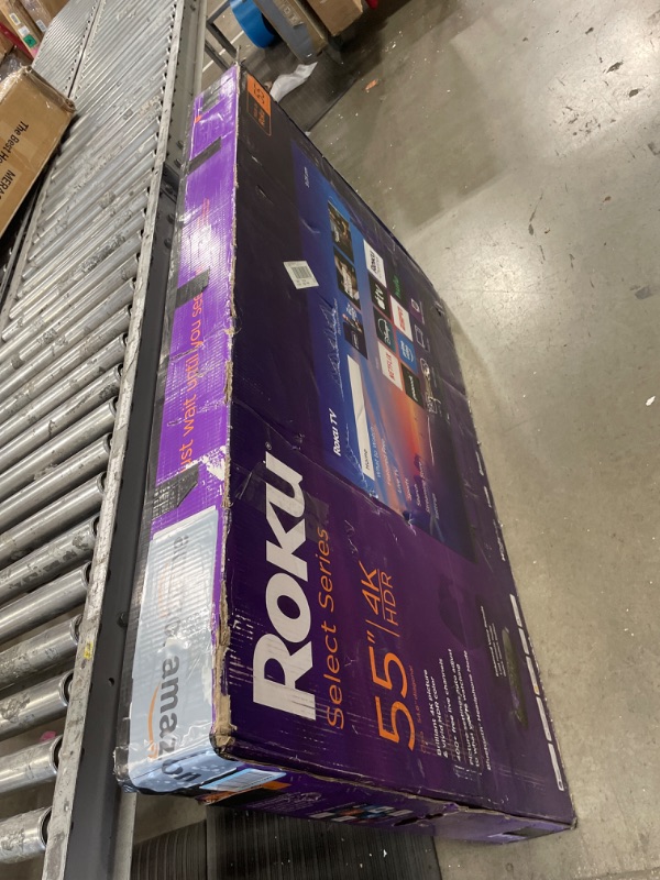 Photo 1 of ***DAMAGED***Roku Smart TV 2025 – 55-Inch Select Series, 4K HDR TV – Roku TV with Enhanced Voice Remote – Flat Screen LED Television with Wi-Fi for Streaming Live Local News, Sports, Family Entertainment