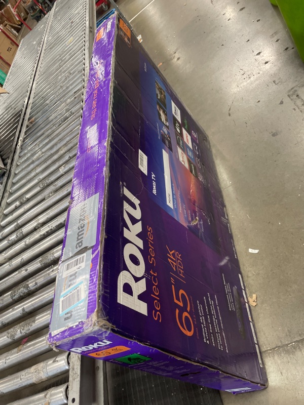 Photo 1 of ***DAMAGED***Roku Smart TV 2025 – 65-Inch Select Series, 4K HDR TV – RokuTV with Enhanced Voice Remote – Flat Screen LED Television with Wi-Fi for Streaming Live Local News, Sports, Family Entertainment