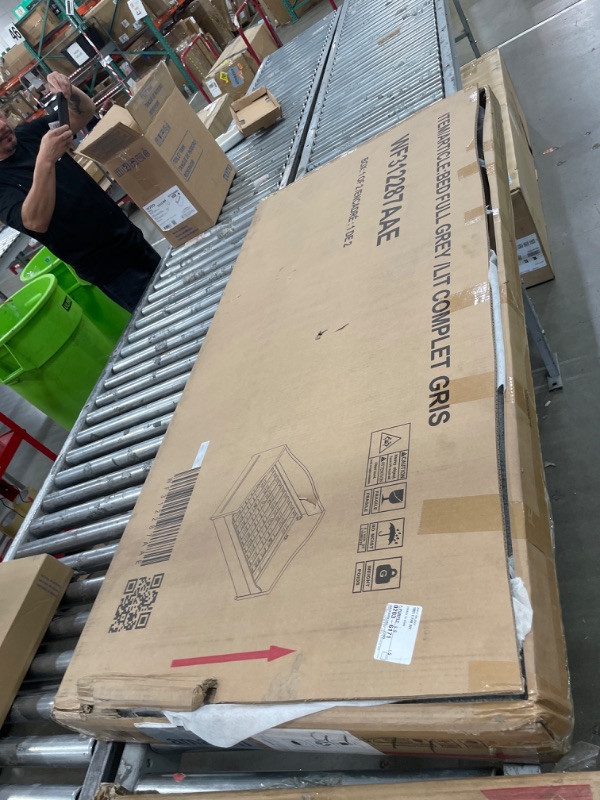 Photo 1 of ***INCOMPLETE***ACQCA Full Size Upholstered Daybed with Trundle and LED Light, Teddy Fleece Day Bed Frame with Solid Wood Slats for Guest Room,Apartment,No Spring Box Needed, Easy Assembly, Gray