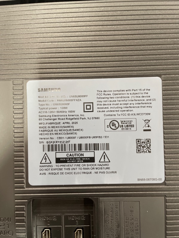 Photo 1 of ***DAMAGED***Samsung 65-Inch Class Crystal UHD U8000F 4K Smart TV (2025 Model) Endless Free Content, Crystal Processor 4K, MetalStream Design, Knox Security, Alexa Built-in
